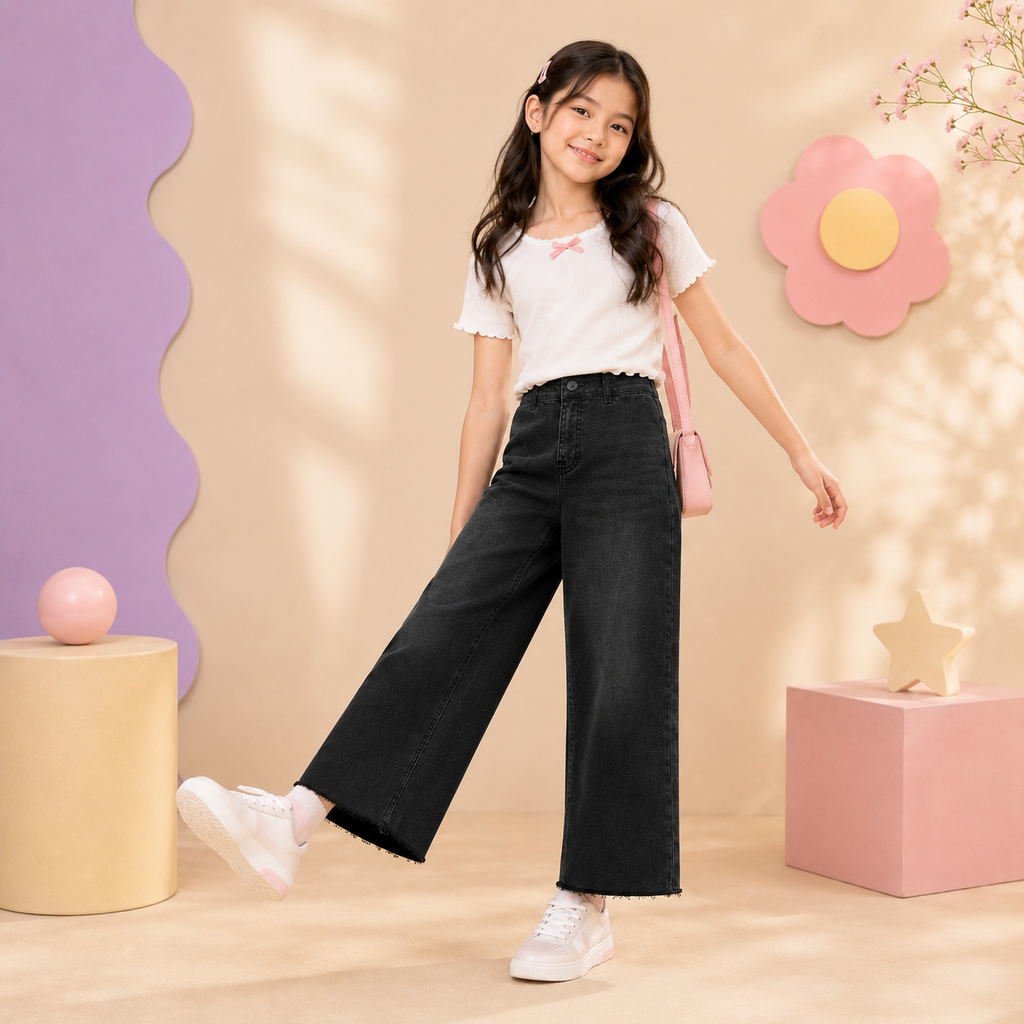 Midnight Wide-Leg Denim Jeans