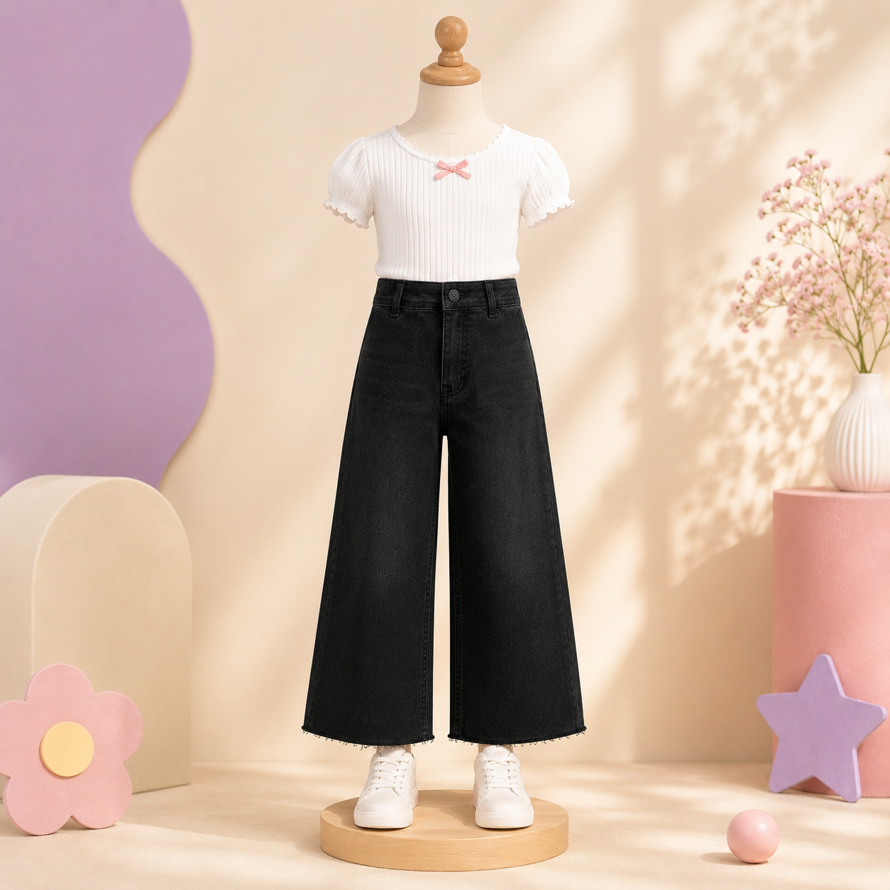 Midnight Wide-Leg Denim Jeans