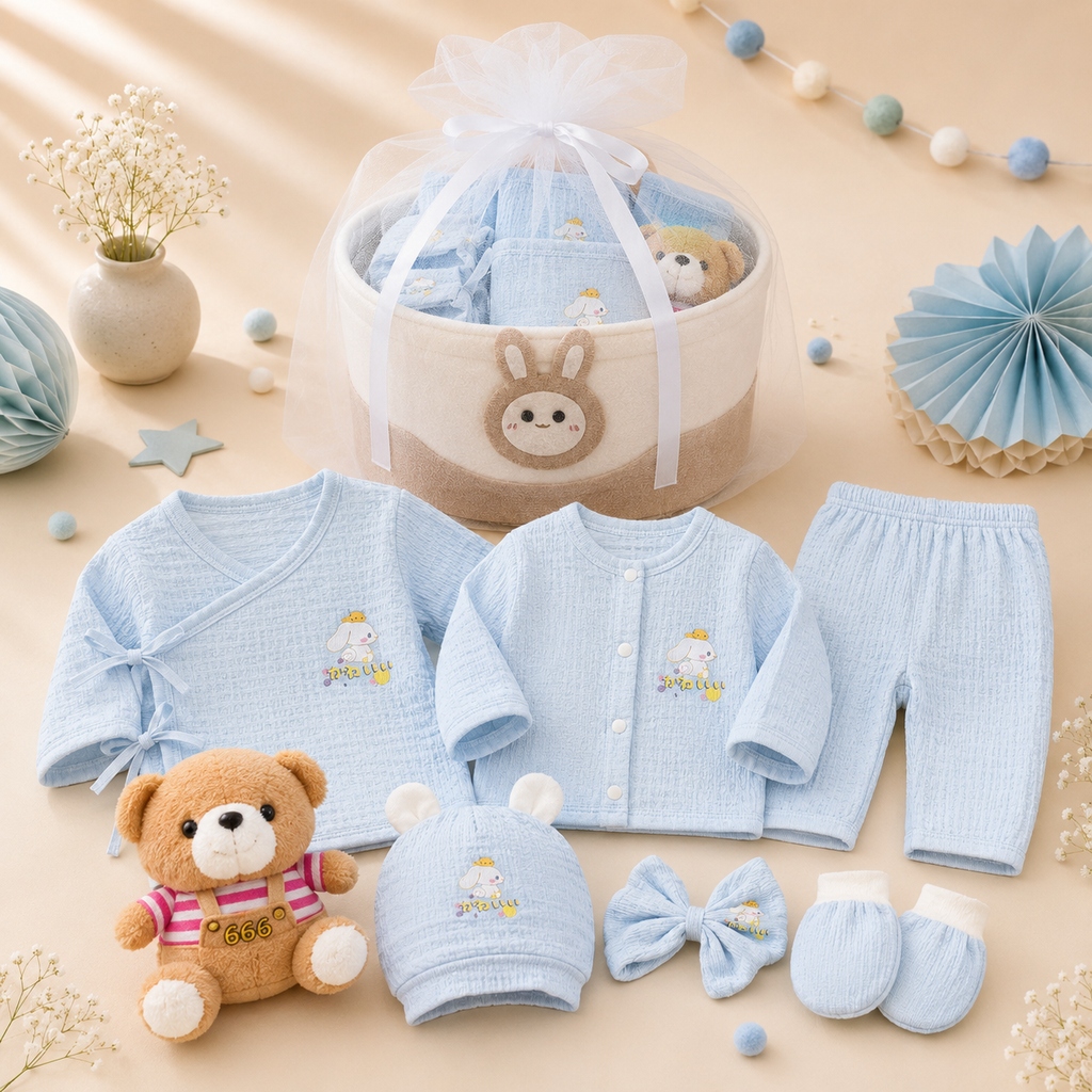 7-Piece Newborn Baby Set with Basket