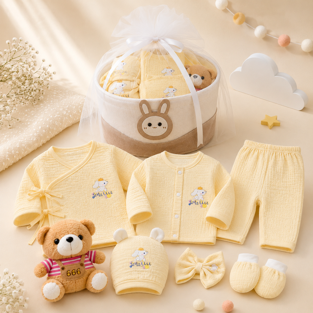 7-Piece Newborn Baby Set with Basket
