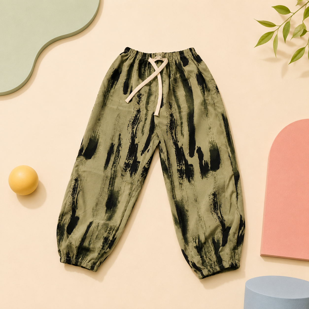 Olive Brushstroke Jogger Pants