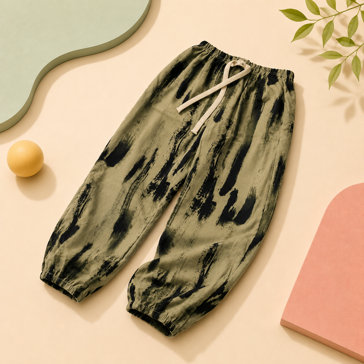 Olive Brushstroke Jogger Pants