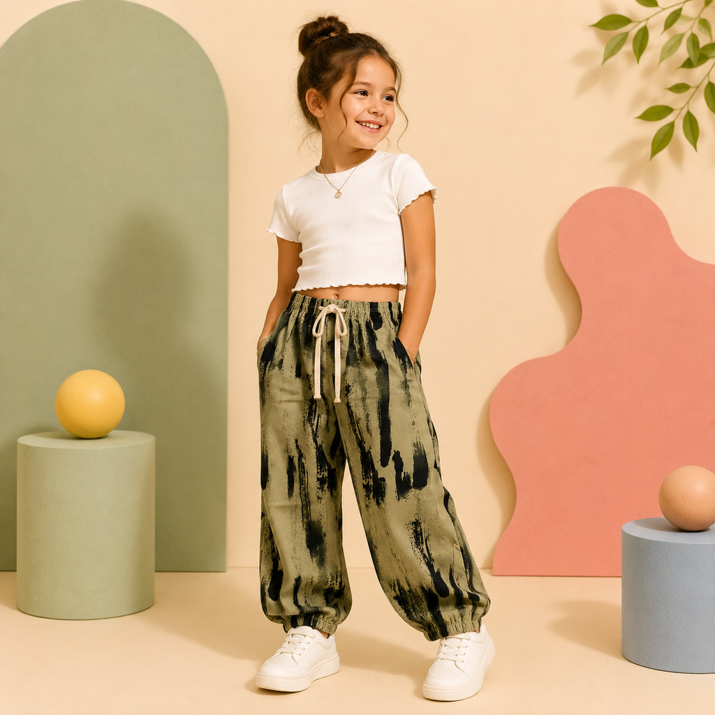 Olive Brushstroke Jogger Pants