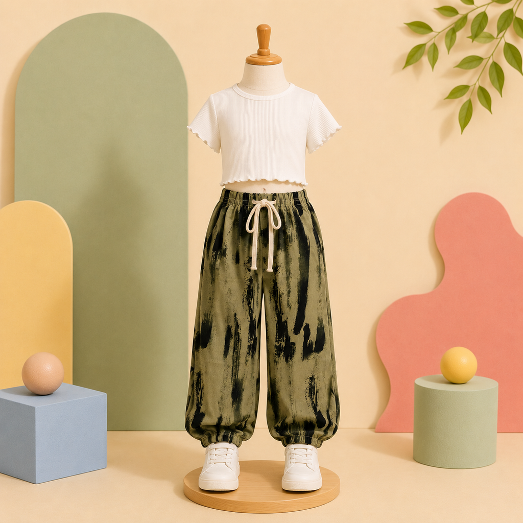 Olive Brushstroke Jogger Pants