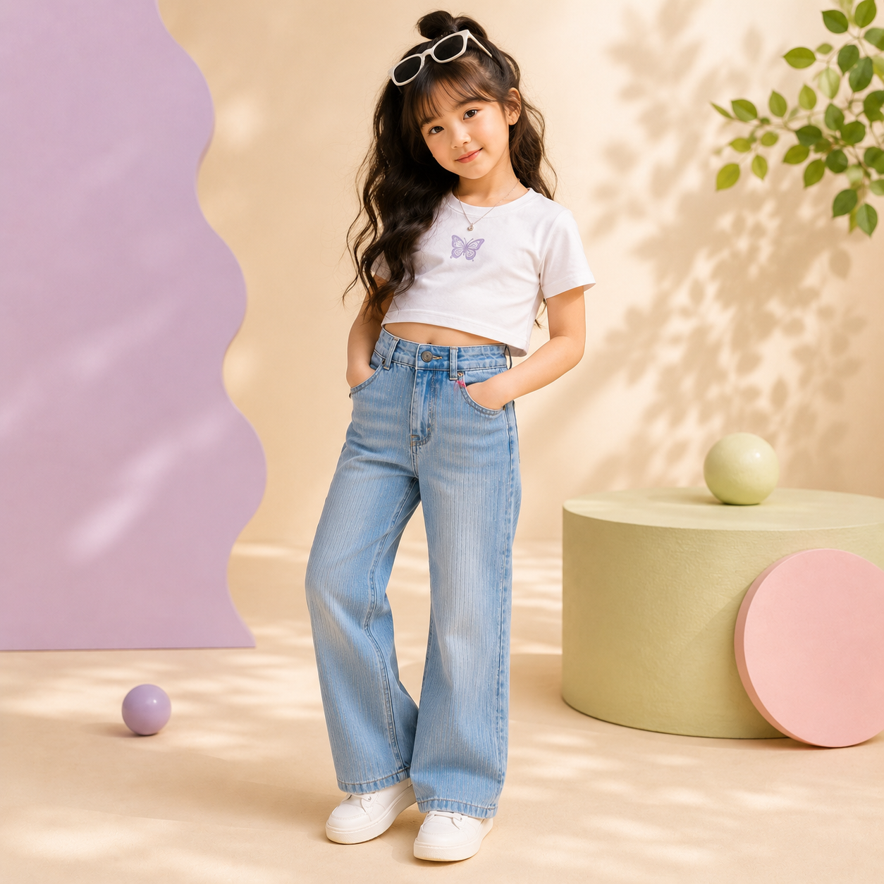 Pinstripe Denim Jeans