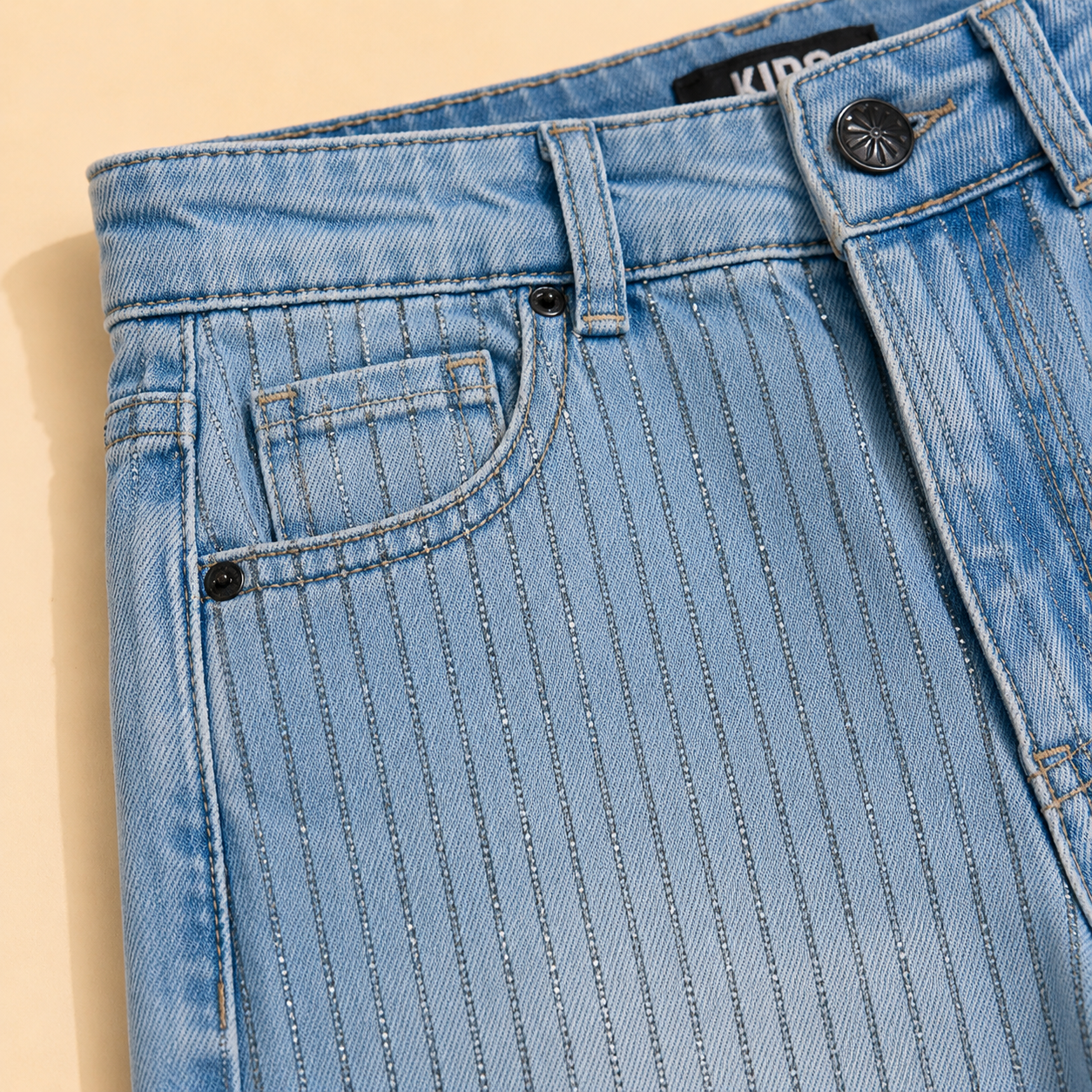 Pinstripe Denim Jeans