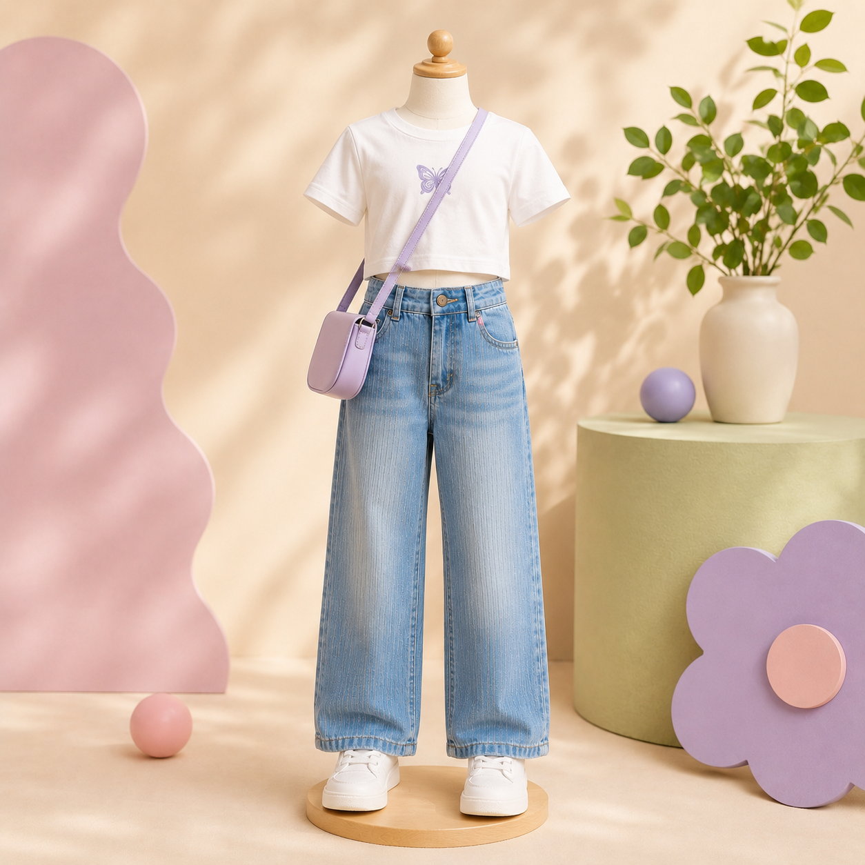 Pinstripe Denim Jeans