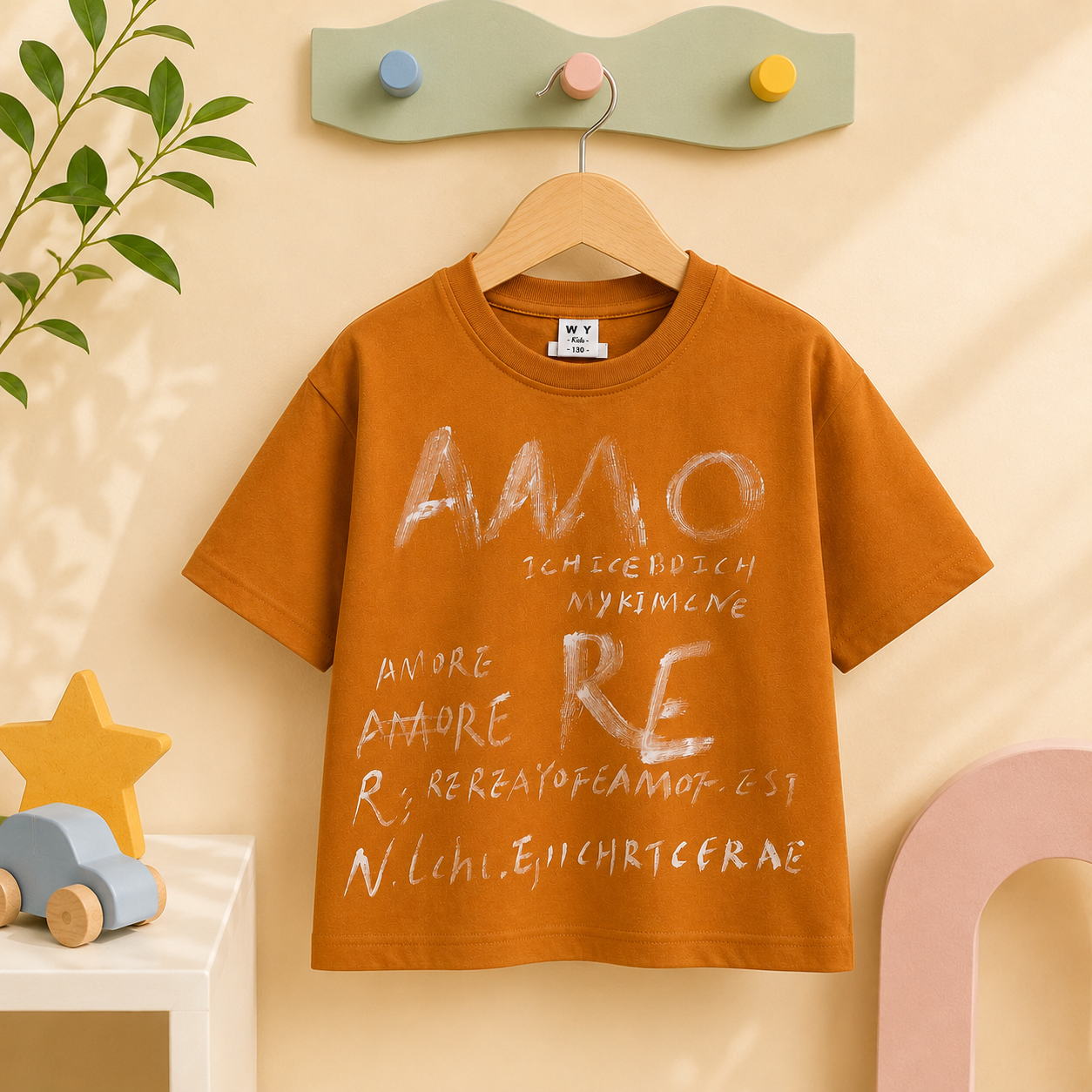 Rust Script Drop-Shoulder Tee