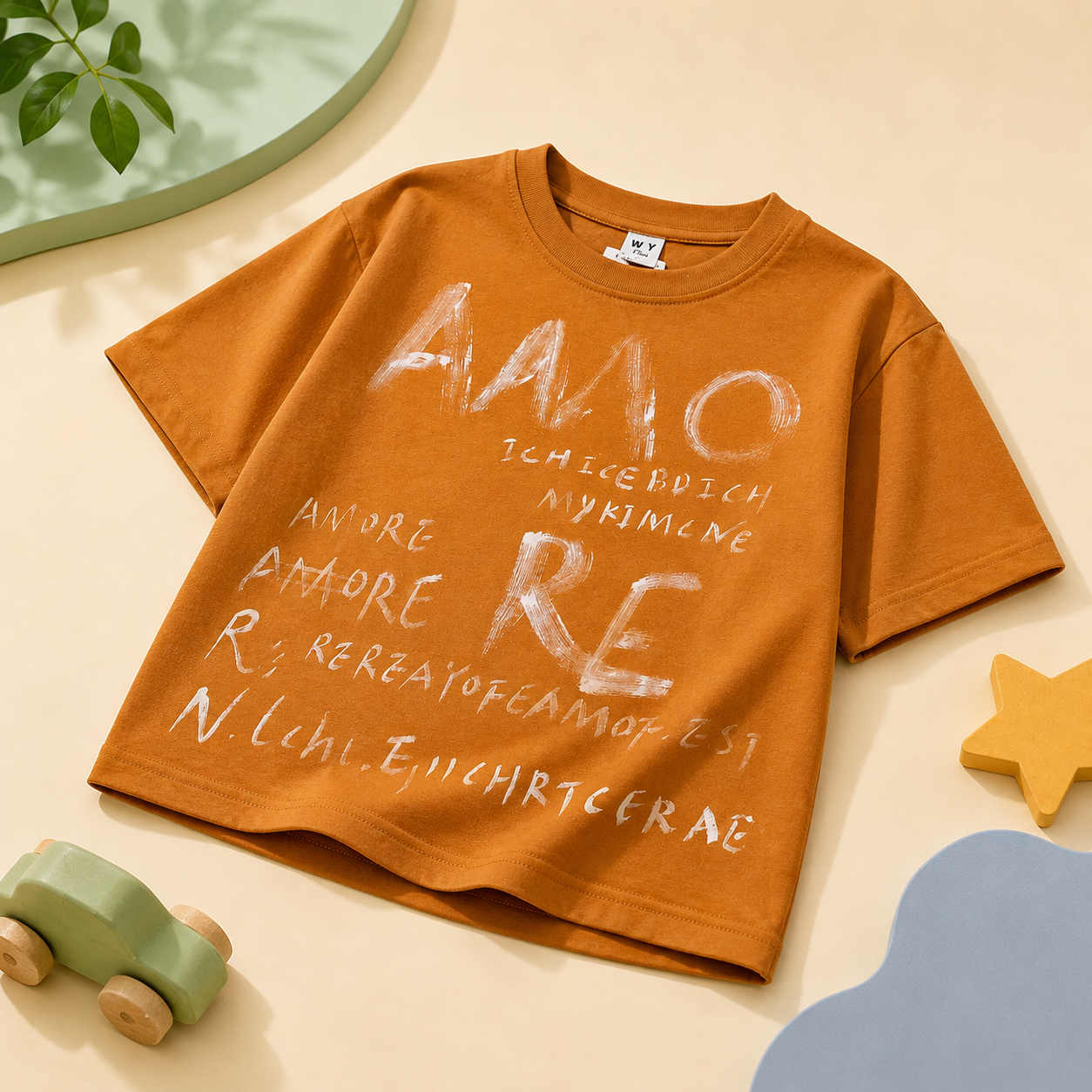 Rust Script Drop-Shoulder Tee