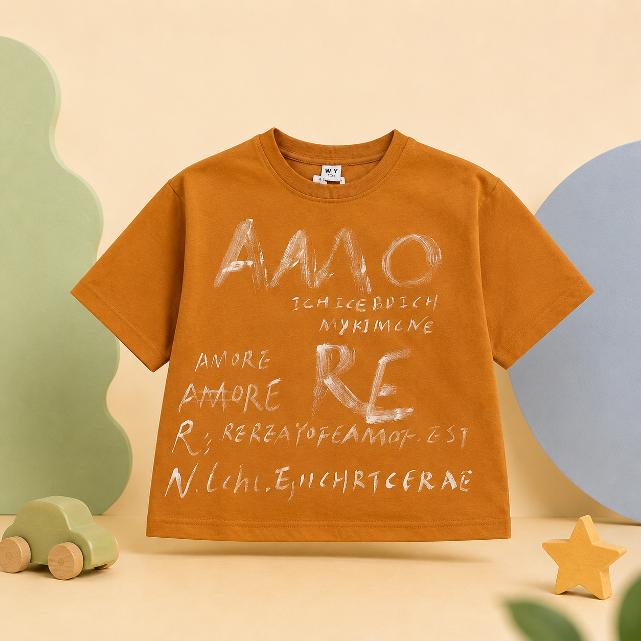 Rust Script Drop-Shoulder Tee