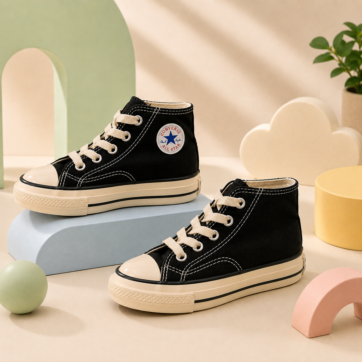 Classic Kids High-Top Canvas Sneakers