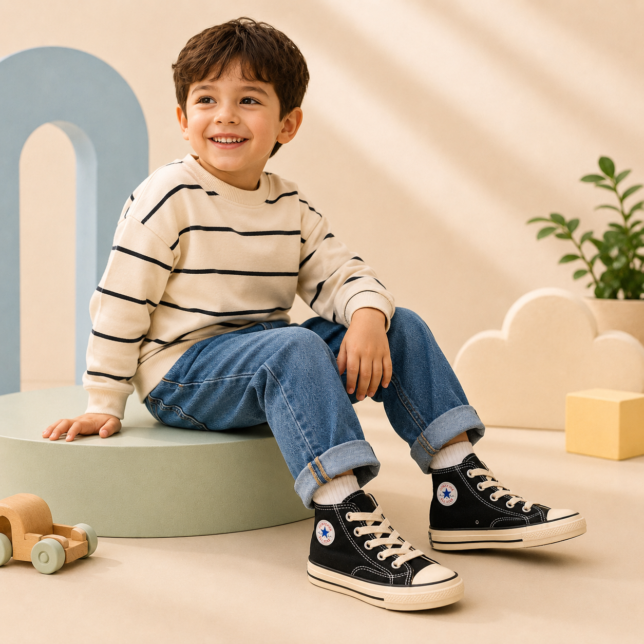 Classic Kids High-Top Canvas Sneakers