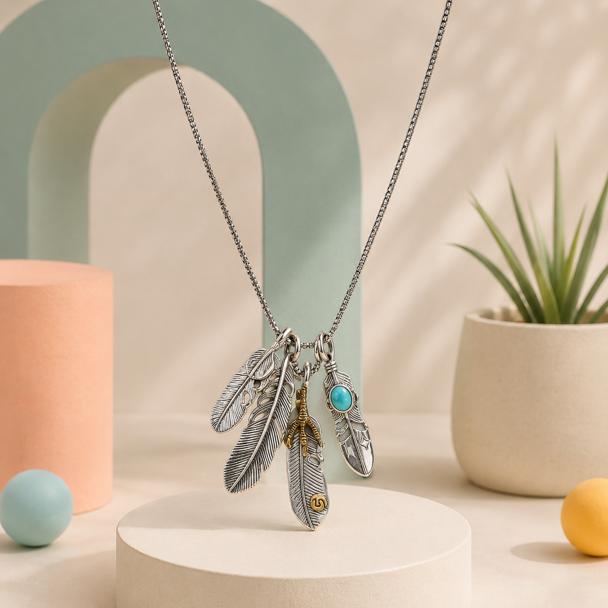 Feather Spirit Pendant Necklace