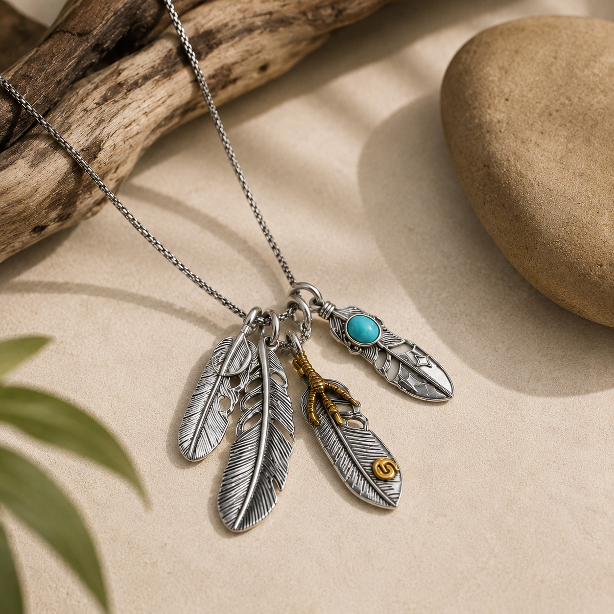 Feather Spirit Pendant Necklace